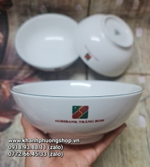 tô sứ Minh Long viền xanh lá nhiều size (có in logo quà tặng các công ty)