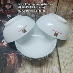 tô sứ Minh Long viền xanh lá nhiều size (có in logo quà tặng các công ty)