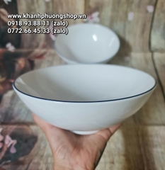 tô sứ Minh Long viền xanh dương 20cm - tô sứ mimh long viền xanh dương