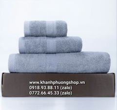 bộ 3 khăn tắm cotton 100% kèm hộp quà tặng cao cấp - bộ 3 khăn tắm