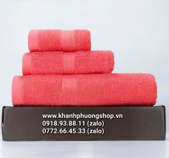 bộ 3 khăn tắm cotton 100% kèm hộp quà tặng cao cấp - bộ 3 khăn tắm