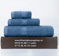 bộ 3 khăn tắm cotton 100% kèm hộp quà tặng cao cấp - bộ 3 khăn tắm
