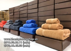 bộ 3 khăn tắm cotton 100% kèm hộp quà tặng cao cấp - bộ 3 khăn tắm