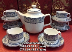 bộ ấm trà sứ Minh Long Vinh Quy Nhạt 1.1L - bộ ấm trà sứ minh long