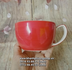 ly sứ uống trà, uống cà phê màu đỏ - tách uống trà, cà phê sứ Pháp cao cấp