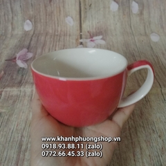 ly sứ uống trà, uống cà phê màu đỏ - tách uống trà, cà phê sứ Pháp cao cấp