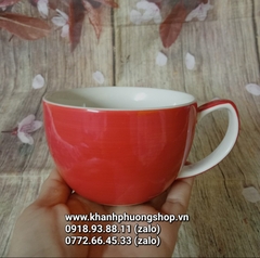 ly sứ uống trà, uống cà phê màu đỏ - tách uống trà, cà phê sứ Pháp cao cấp