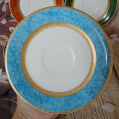 dĩa tròn sứ Ý cao cấp Valetino size 15cm - dĩa sứ màu viền vàng cao cấp (made in Italy)
