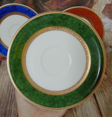 dĩa tròn sứ Ý cao cấp Valetino size 15cm - dĩa sứ màu viền vàng cao cấp (made in Italy)