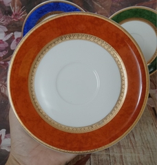 dĩa tròn sứ Ý cao cấp Valetino size 15cm - dĩa sứ màu viền vàng cao cấp (made in Italy)