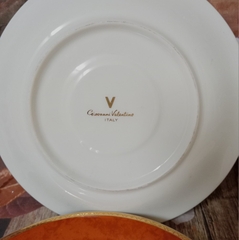 dĩa tròn sứ Ý cao cấp Valetino size 15cm - dĩa sứ màu viền vàng cao cấp (made in Italy)