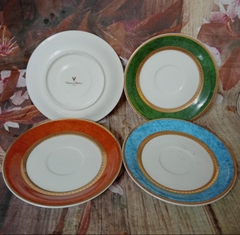 dĩa tròn sứ Ý cao cấp Valetino size 15cm - dĩa sứ màu viền vàng cao cấp (made in Italy)