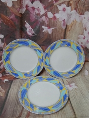 dĩa sứ tròn viền lá tím size 20cm - dĩa sứ họa tiết lá tím siê sang