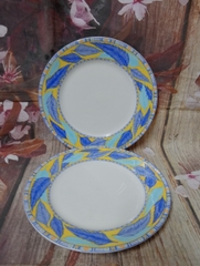 dĩa sứ tròn viền lá tím size 20cm - dĩa sứ họa tiết lá tím siê sang