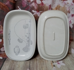 dĩa mộc gốm sứ Nhật cao cấp họa tiết hình cá - dĩa sứ nhật siêu dày