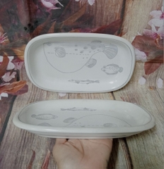 dĩa mộc gốm sứ Nhật cao cấp họa tiết hình cá - dĩa sứ nhật siêu dày