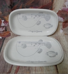 dĩa mộc gốm sứ Nhật cao cấp họa tiết hình cá - dĩa sứ nhật siêu dày