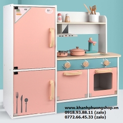 bộ đồ chơi kệ bếp gỗ cho bé - bộ đồ chơi kệ bếp gỗ kèm tủ lạnh cho bé