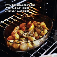 khay thủy tinh oval thổ nhĩ kỳ 18x26cm - khay thủy tinh oval chịu nhiệt