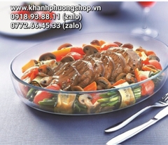 khay thủy tinh oval thổ nhĩ kỳ 18x26cm - khay thủy tinh oval chịu nhiệt