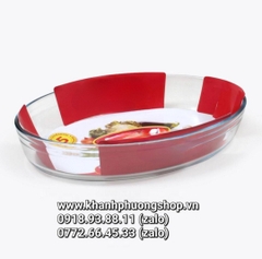 khay thủy tinh oval thổ nhĩ kỳ 18x26cm - khay thủy tinh oval chịu nhiệt