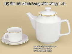 bộ ấm trà Jasmine Viền Vàng sứ Minh Long 1.1L - bộ ấm trà viền vàng sứ minh long