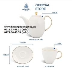 bộ ấm trà Anna cao viền vàng sứ Minh Long - bộ ấm trà viền vàng sứ minh long