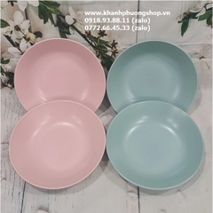 bộ chén tô dĩa sứ màu xanh pastel - bộ chén tô dĩa gốm sứ dày đẹp