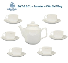 bộ ấm trà Minh Long chỉ vàng - bộ ấm trà sứ Minh Long viền chỉ vàng