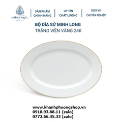 dĩa oval viền vàng sứ Minh Long - dĩa hột xoài viền vàng sứ minh long