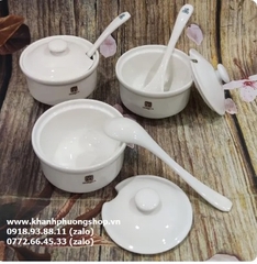 Hũ đựng gia vị nắp lỗ gốm sứ Minh Long - hũ đựng gia vị, đồ nêm, sa tế