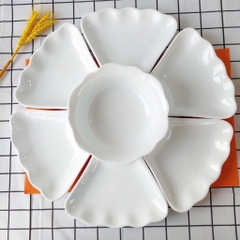 bộ tô dĩa sứ hoa mặt trời 7 món cao cấp - bộ bàn ăn sứ hình hoa mặt trời