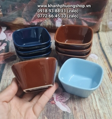 chén chấm vuông 9cm sứ Nhật cao cấp - chén đựng nước chấm hình vuông