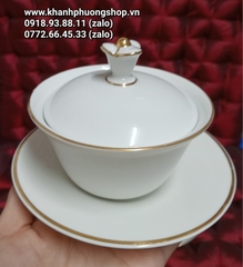 bộ chén uống trà Tulip sứ Minh Long 0.18L - bộ chén sứ uống trà có nắp minh long