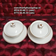 bộ chén uống trà Tulip sứ Minh Long 0.18L - bộ chén sứ uống trà có nắp minh long