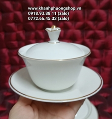 bộ chén uống trà Tulip sứ Minh Long 0.18L - bộ chén sứ uống trà có nắp minh long