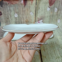 khay để khăn ăn sứ Minh Long viền vàng  - khay để khăn sứ viền vàng