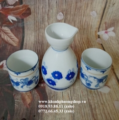 bộ bình ly uống rượu sứ Nhật cao cấp in hoa văn đẹp - bộ bình ly uống rượu sứ nhật