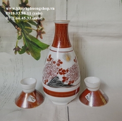 bộ bình ly rót rượu gốm sứ Nhật cao cấp - bộ bình ly uống rượu