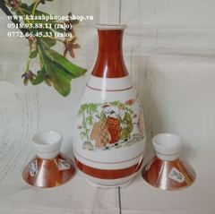 bộ bình ly rót rượu gốm sứ Nhật cao cấp - bộ bình ly uống rượu
