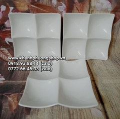 Khay sứ 4 ngăn đựng món ăn kèm - khay sứ 4 ngăn