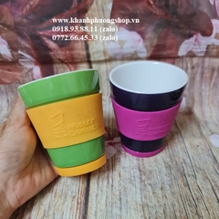 bộ 02 ly sứ bọc nhựa chống nóng sắc màu - ly sứ bọc nhựa chống nóng