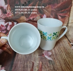 ly sứ hoa văn nhiều màu dung tích 360ml - ly sứ quai cầm 360ml hoa văn đẹp