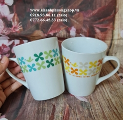 ly sứ hoa văn nhiều màu dung tích 360ml - ly sứ quai cầm 360ml hoa văn đẹp
