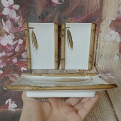 khay sứ để sushi vẽ trúc gốm sứ Nhật cao cấp - khay chữ nhật để sushi