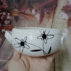 giỏ cắm hoa sứ Nhật cao cấp họa tiết đơn giản - chậu cắm hoa gốm sứ nhật cao cấp