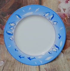 bộ chén ly dĩa hoạt hình mẫu đại dương + chim cánh cụt, cá heo