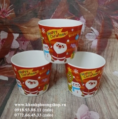 ly sứ nhỏ mẫu Noel 160ml - ly sứ màu đỏ mẫu noel