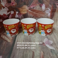 ly sứ nhỏ mẫu Noel 160ml - ly sứ màu đỏ mẫu noel
