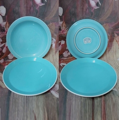 bộ 2 dĩa sứ lòng sâu màu xanh ngọc bích size 18cm - dĩa sứ màu xanh ngọc